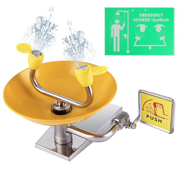 XIRQI Eye Wash Station Emergency Wall-Mounted - Portable First Aid Eyewash Station Eye Irrigation Sign