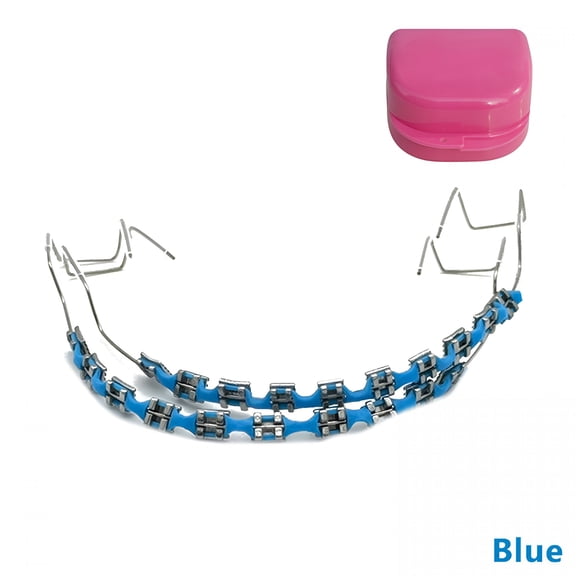 XIRQI Fake Braces,Temporary Clip on Teeth with Brackets & Wire,Suitable for Orthodontists to Explain and Practice for Dental Students (Light Blue)