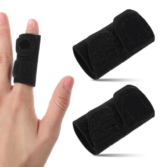 XIRQI Finger Splints, 2 Pack Finger Buddy Straps, Soft Fabric Compression Finger Wraps for Basketball, Tennis, Volleyball and Badminton, Single Finger - Medium