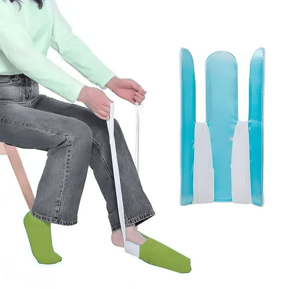 XIRQI Flexible Sock Aid,Sock Aides Help Pull Socks Up,Put on Socks Helper,Help to Put on Socks for Seniors without Bending Down (Light Blue)