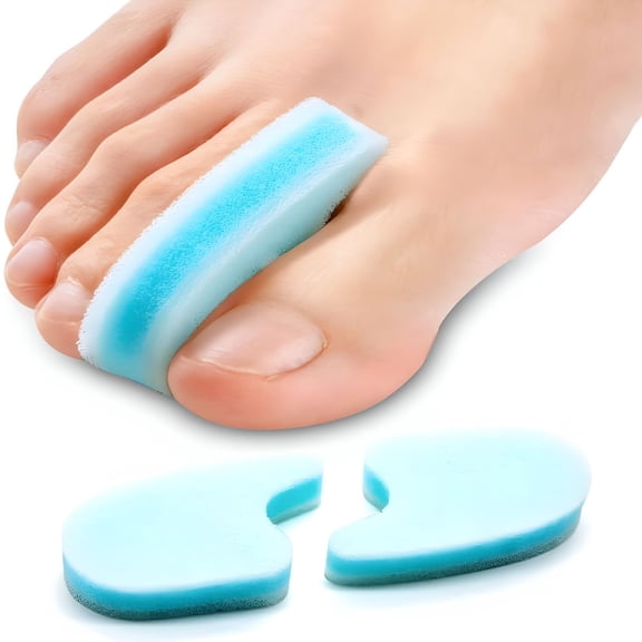 XIRQI Foam Toe Separators, 10 Pack Breathable Toe Spacers, Reduce Friction and Relieve Corns Pain, Overlapping Toes Corrector, Toe Separators for Bunions - (Blue)