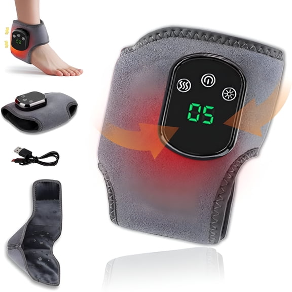 XIRQI Foot Massager for Neuropathy, 3-Speed Vibration 5-Temperature Settings (104F-140F), Triple Therapy Portable Foot Ankle Massager to Improve Circulation, Touch Screen for All Ages