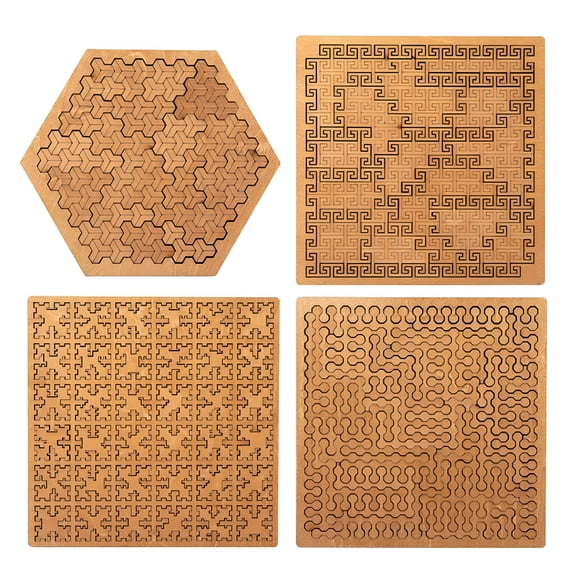 XIRQI Fractal Puzzle,Fractal Tray Puzzle,Hard Difficult Wooden Jigsaw for Adults,Reverse Thinking Puzzles,Portable Impossible Reverse Thinking Challenging No Image Puzzle,Wooden Puzzles