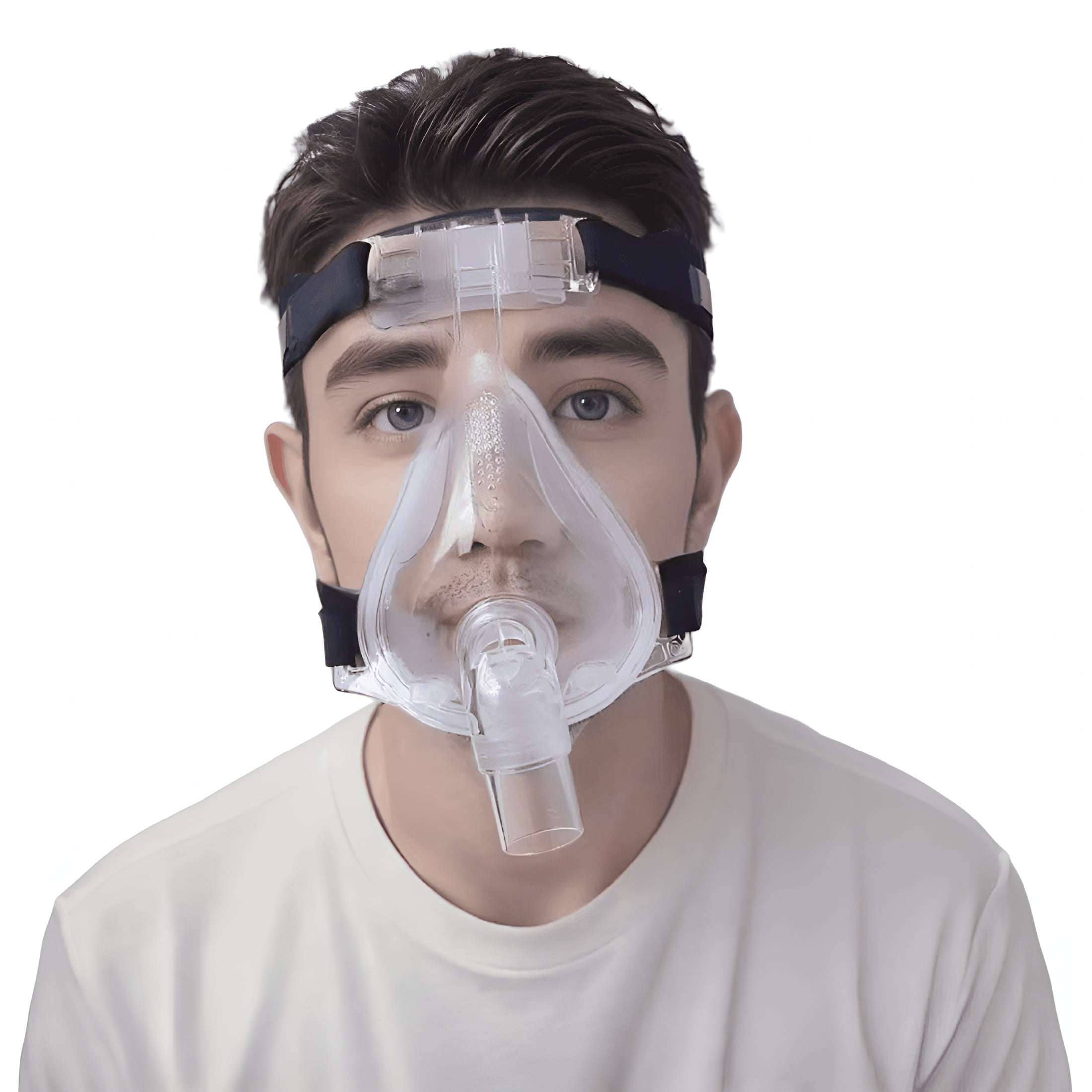 XIRQI Full Face Mask Replacement Kit with Headgear| Includes Full Face Cushion|Frame and Elbows - Covers Nose and Mouth - Reusable Oxygen Mask Supplies - Medium