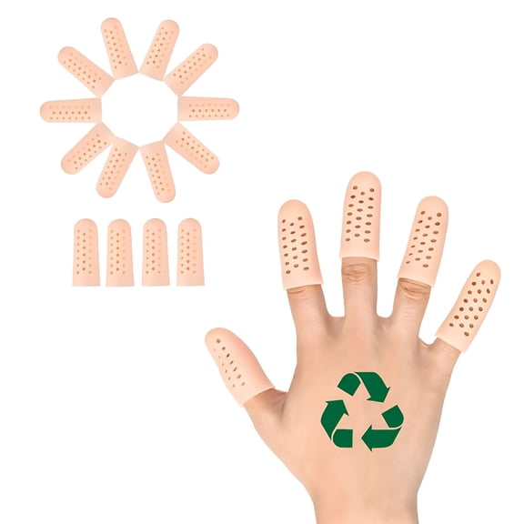 XIRQI Gel Finger Cots (Breathable,Latex Free),Finger Protectors with Hole (14PCS),Silicone Finger Gloves,Finger Covers for Hand Eczema,Trigger Finger,Finger Cracking,Finger Arthritis