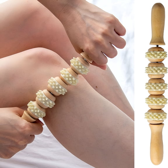 XIRQI Handheld Massage Roller Stick for Sore Muscle,Wood Therapy Massage Tools for Body,Wooden Roller for Deep Tissue,Massager for Legs/Thighs/Butt