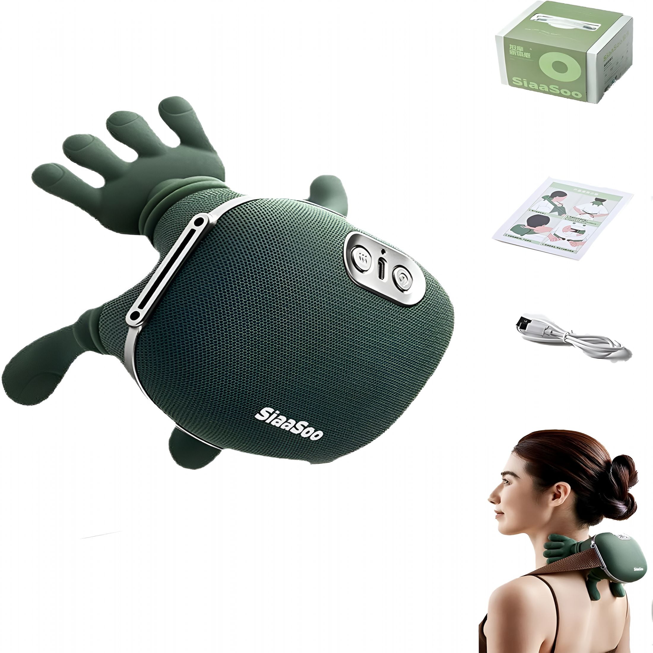 XIRQI Heat Massage,Cordless Neck and Shoulder Massager with Heat,Shiatsu Neck and Back Massager,Portable with Electric Deep Tissue 4D Massage,Simulated Palm Grip