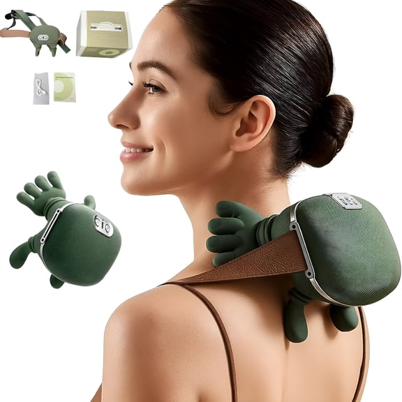 XIRQI Heat Massager, Bionic 4D Kneading Neck and Back Massager with Heat, 3D Shiatsu Shoulder Massager with Dual Heating Zones, Portable Cordless Design