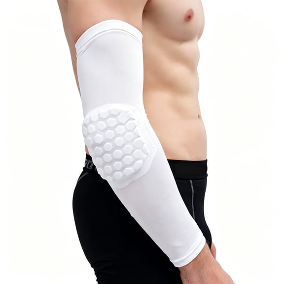 XIRQI Hex Padded Arm Sleeve,Compression Arm Sleeve with Elbow Pad for Football,Volleyball,Baseball Protection,Youth & Adult Sizes