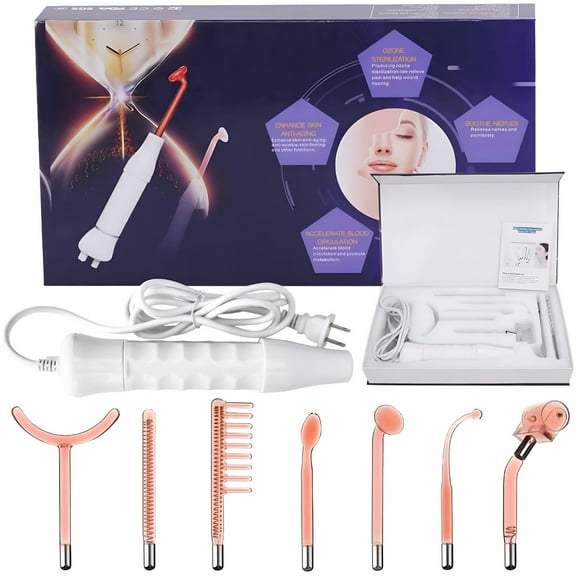 XIRQI High Frequency Machine,Portable High Frequency Wand Handheld Skin Massager for Body & Facial Care with 7 Glass Tubes