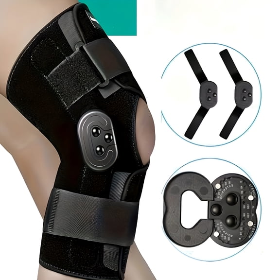 XIRQI Hinged Knee Brace for Men Women, Knee Braces for Knee Pain, Adjustable Knee Immobilizer with Side Stabilizers of Locking Dials