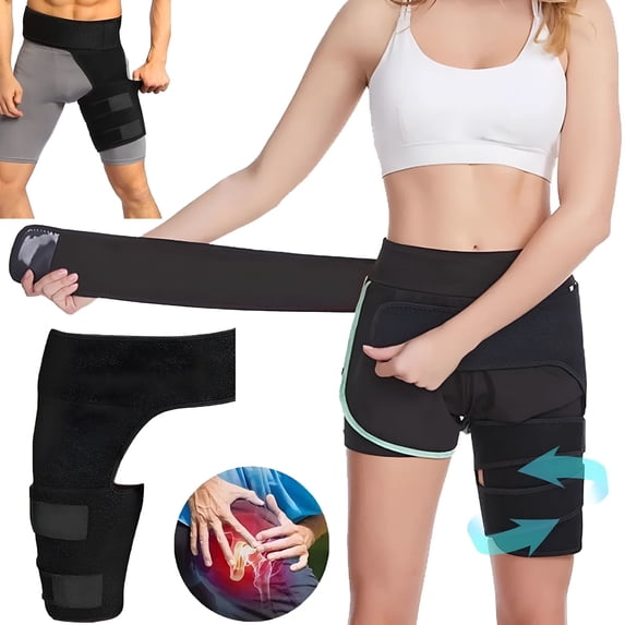 XIRQI Hip Brace, Adjustable Thigh Compression Sleeve, Hip Pain Groin Support Wrap Belt for Men Women Sciatica Pain Relief, Pulled Muscles Support