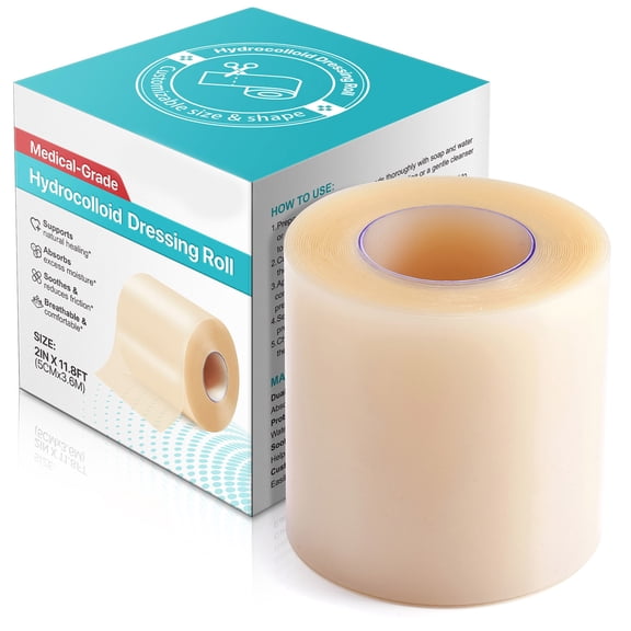 XIRQI Hydrocolloid Roll for Wound Care,Cut-To-Size,Hydrocolloid Patch Bandages with Self-Adhesive,Ultra Absorbent,Waterproof,Home Use,2In X 11.8Ft