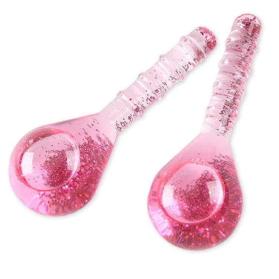 XIRQI Ice Globes Facial Cooling Tools, Cryo Beauty Balls with Anti-Slip Handle for Face, Eyes & Neck, Soothing Cold Massage Tool for Relaxing & Refreshing Skincare Routine, Glitter Pink
