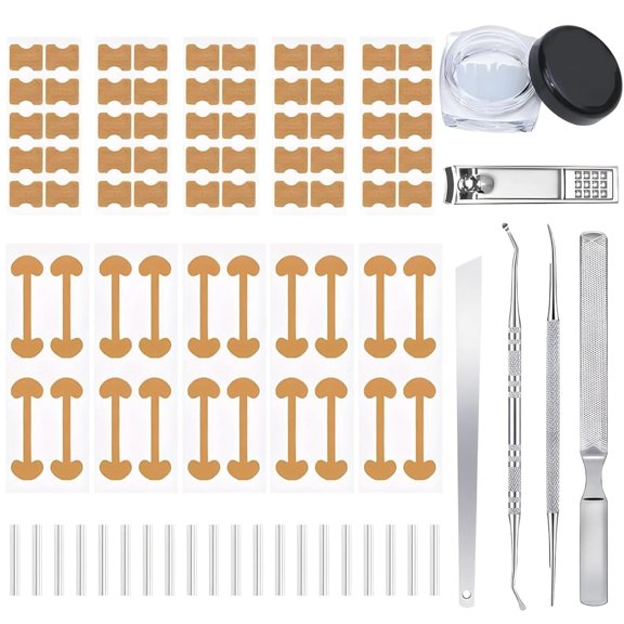 XIRQI Ingrown Toenail Corrector Set with Correction Strips,Professional Ingrown Toenails Pedicure Tool Set with File and Lifter,Curved Toenails Corrector Patch for Women Man