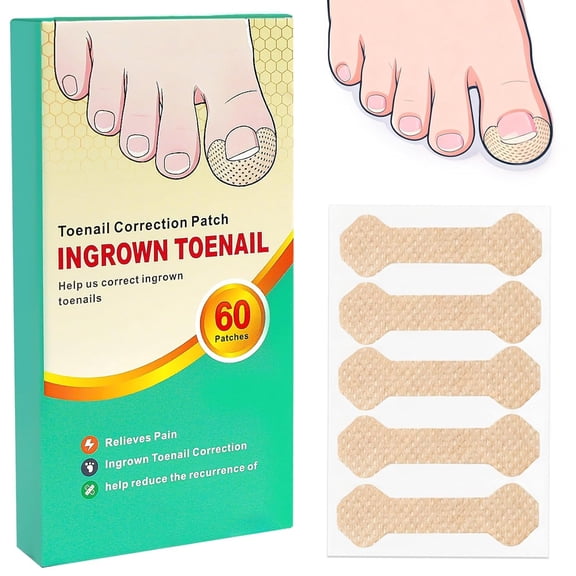 XIRQI Ingrown Toenail Treatment,Ingrown Toenail Strips,Toenail Corrector Patch for Ingrown Toenail Relief,At-Home Pedicure Foot Care 60 Count