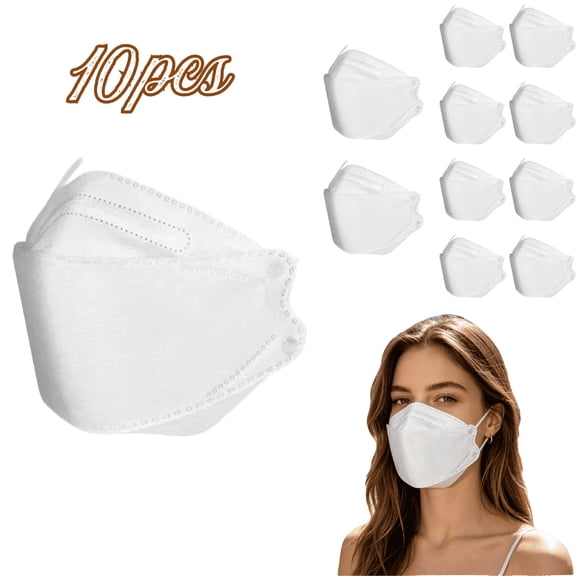 XIRQI KN95 Masks for Adults Breathable 3D Protective Face Mask with Adjustable Nose Bridge and Elastic Ear Straps Dust Pollen PM2.5 Protection White 10 Pack
