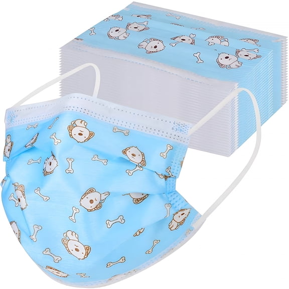 XIRQI Kids Disposable Face Masks,50 Pack,3-Ply Non-Medical Masks with Ear Loops,Breathable & Comfortable,One Size Fits Most Disposable Masks