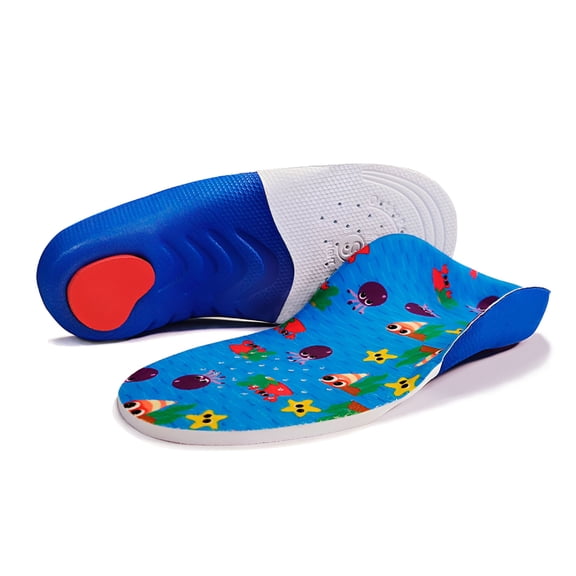 XIRQI Kids Orthopedic Insoles for Flat Feet, High Arch Support Shoe Inserts, EVA Foot Care Cushion for Valgus Correction, Medium Width, EU 21-24