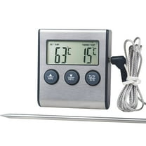 XIRQI Kitchen Thermometer,High-Precision Probe Cooking Thermometer for Meat,Smart Timer Cooking Thermometer,Silver