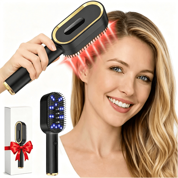 XIRQI Laser Hair Growth Comb Cleared 650Nm Lllt Red Light Therapy for Thinning Hair Regrowth,Vibrating Scalp Massager Promotes Fuller,Thicker Hair Rechargeable for Men&Women-Black