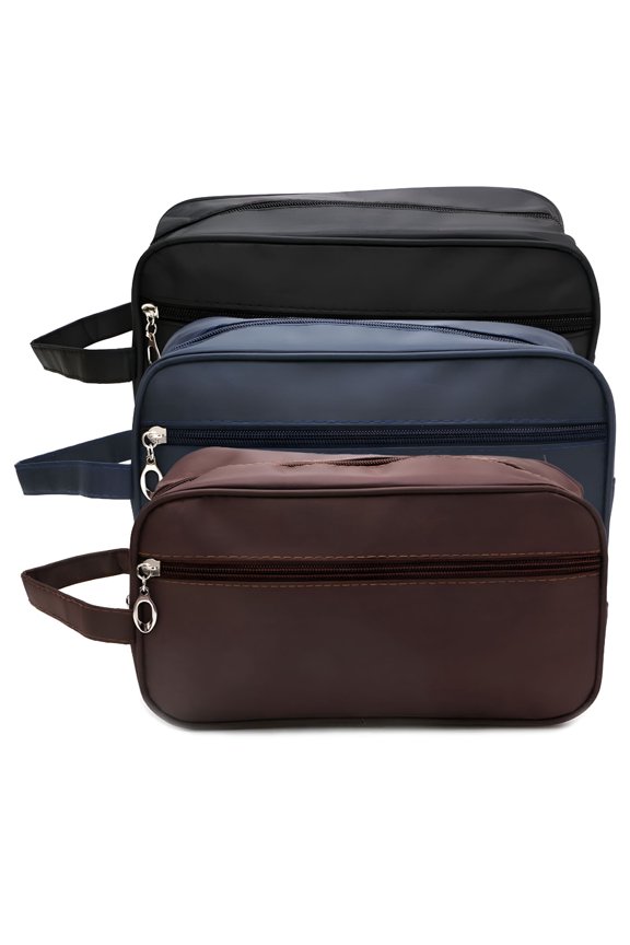 Leather Toiletry Bag for Men Women Travel Dopp Kit Bathroom Shower Hygiene Bag Makeup Cosmetic Organizer