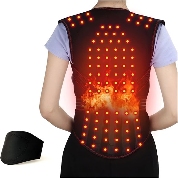 XIRQI Magnetic Back Support Vest with 108 Magnets, Self-Heating Tourmaline Therapy Brace for Lumbar Spine & Shoulder, Posture Corrector Belt with Stabilizer Bars, Decompression Waist Wrap, Size L