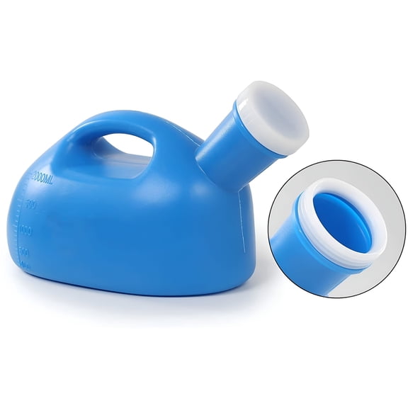 XIRQI Male Urinal Bottle 68 OZ Portable Urinals for Men 62" Long Hose with Lid (Blue)