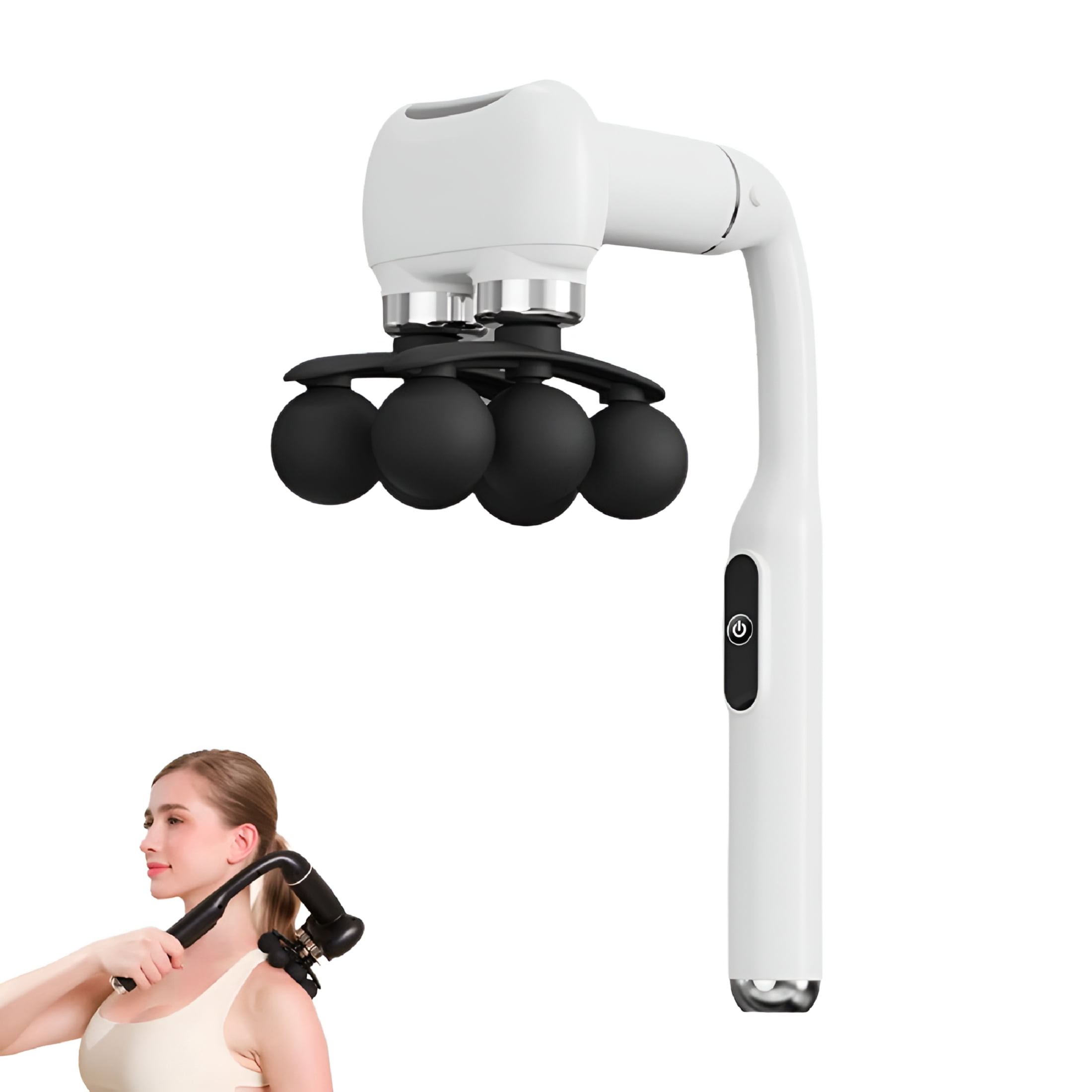 XIRQI Massage Gun with Upgraded Extension Handle,Handheld Back Massager Tool,Back Massager for Pain Relief Deep Tissue,Muscles/Neck/Shoulders/Waist/Legs Massager with 6 Massage Heads