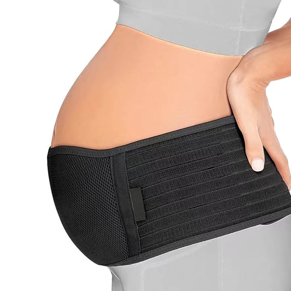 XIRQI Maternity Belt Back Support-Adjustable Abdominal Binder for Pregnancy-Belly Band for Pelvic,Waist&Lower Back Comfort-Fits Up to 46 Inches-Black