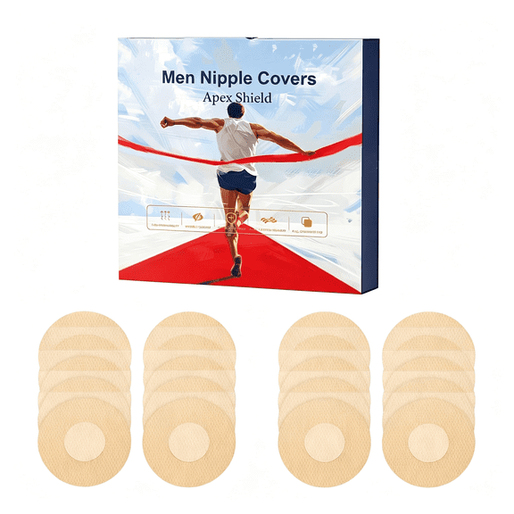 XIRQI Mens Nipple Covers for Marathons & Sports-100Pcs Running Nipple Covers Men No Show Adhesive Patches for Runners Nipple Covers Running