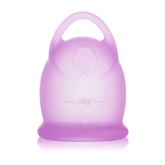 XIRQI Menstrual Cup with Pull Ring Ergonomic Design Flexible Leak-proof Easy Removal Tampon Pad Alternative Reusable Soft Silicone First Period Cup for Girls Women-Purple,L