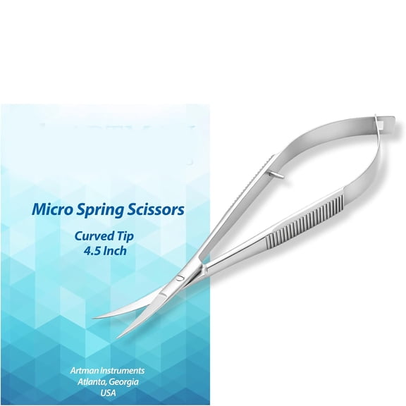 XIRQI Micro Scissors 4.5 Curved Spring Action Squeeze Scissors for Embroidery,Sewing,Crafts,Eyebrow Trimming&Stitch Cutting Embroidery Scissors