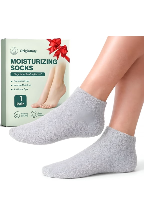 Moisturizing Socks for Dry Cracked Feet,Silicone Socks for Foot Spa(Size 9-11),Gel Socks for Foot Care Overnight,Aloe Socks Heel Protector for Cracked Heel Treatment,Self Care Gifts