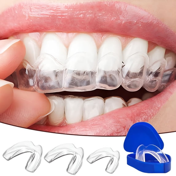 XIRQI Mouth Guard For Grinding Teeth Night Guard For Teeth Grinding Stops Bruxism & Teeth Clenching Teeth 2 Sizes Pack Of 4 With Hygiene Case