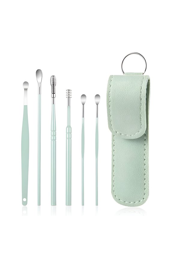 Multicolor Earwax Removal Kit,Ear Wax Removal 6-In-1 Ear Pick Tools Reusable Ear Cleaner,Steel Ear Pick Set with Keychain Box Utility to Use