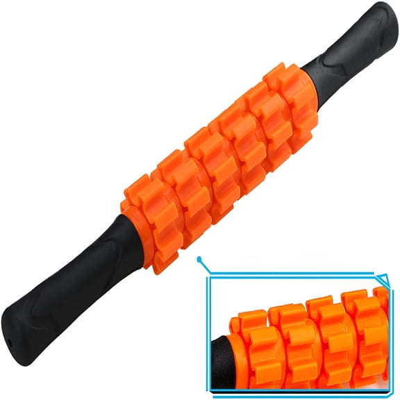 XIRQI Muscle Roller Stick for Athletes,Liposuction Massage Roller for Exercise Runners,Handheld Roller Massager for Muscle Soreness Relief,Help Calf,Leg,Back Recovery (Orange)