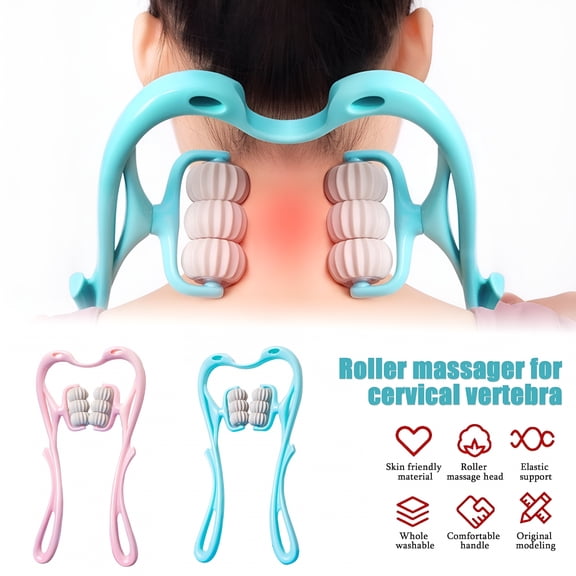 XIRQI Neck Massager,Dual Pressure Trigger Point,Self Shiatsu Deep Massage,Handheld Manual Roller Massager Tool,White Elephant Gifts,Stocking Stuffers