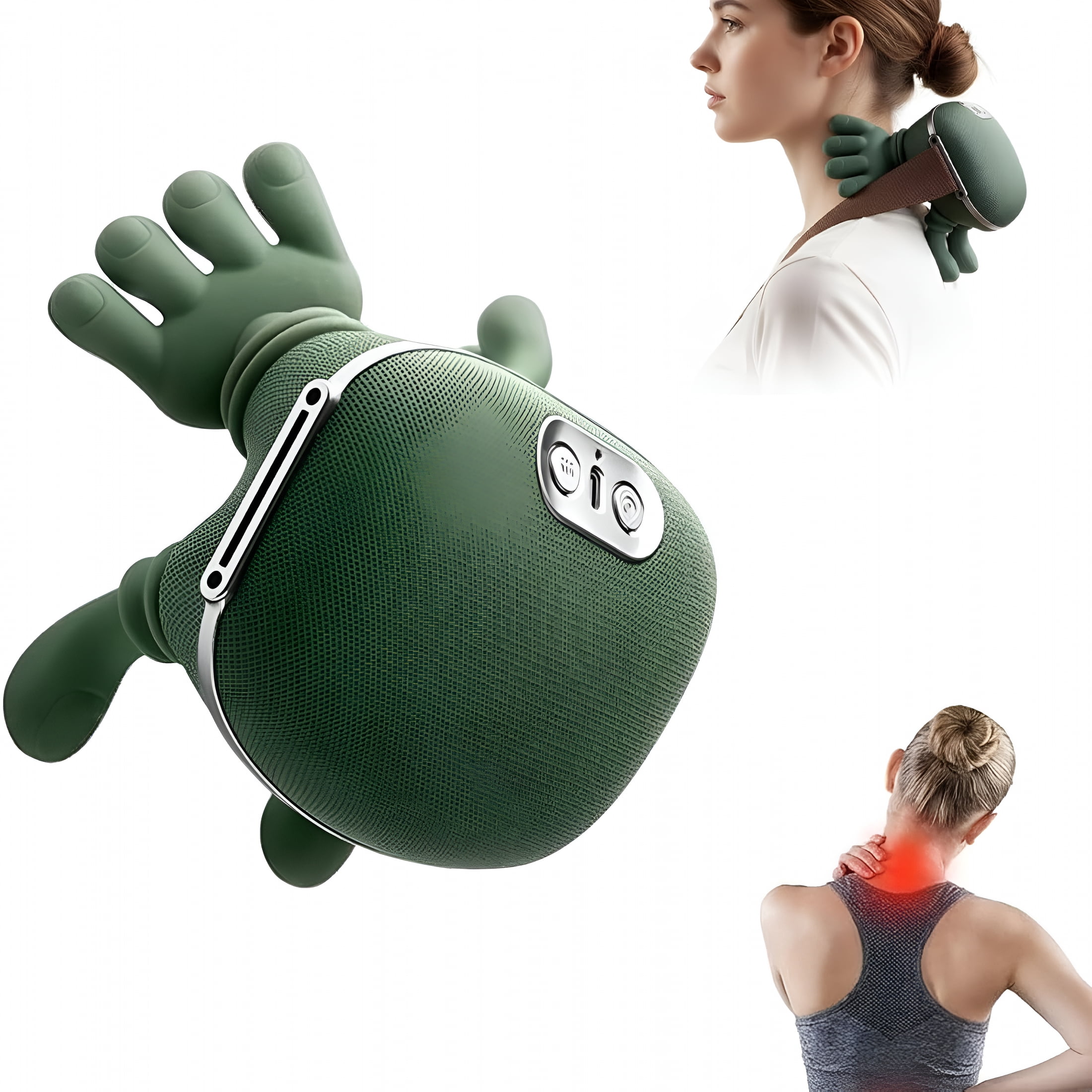 XIRQI Neck Massager,Shiatsu Kneading&Far-Infrared Heat,U-Shape Hands-Free,Rechargeable Portable Neck and Shoulder Back Massager for Pain Relief,Office Home Car Use
