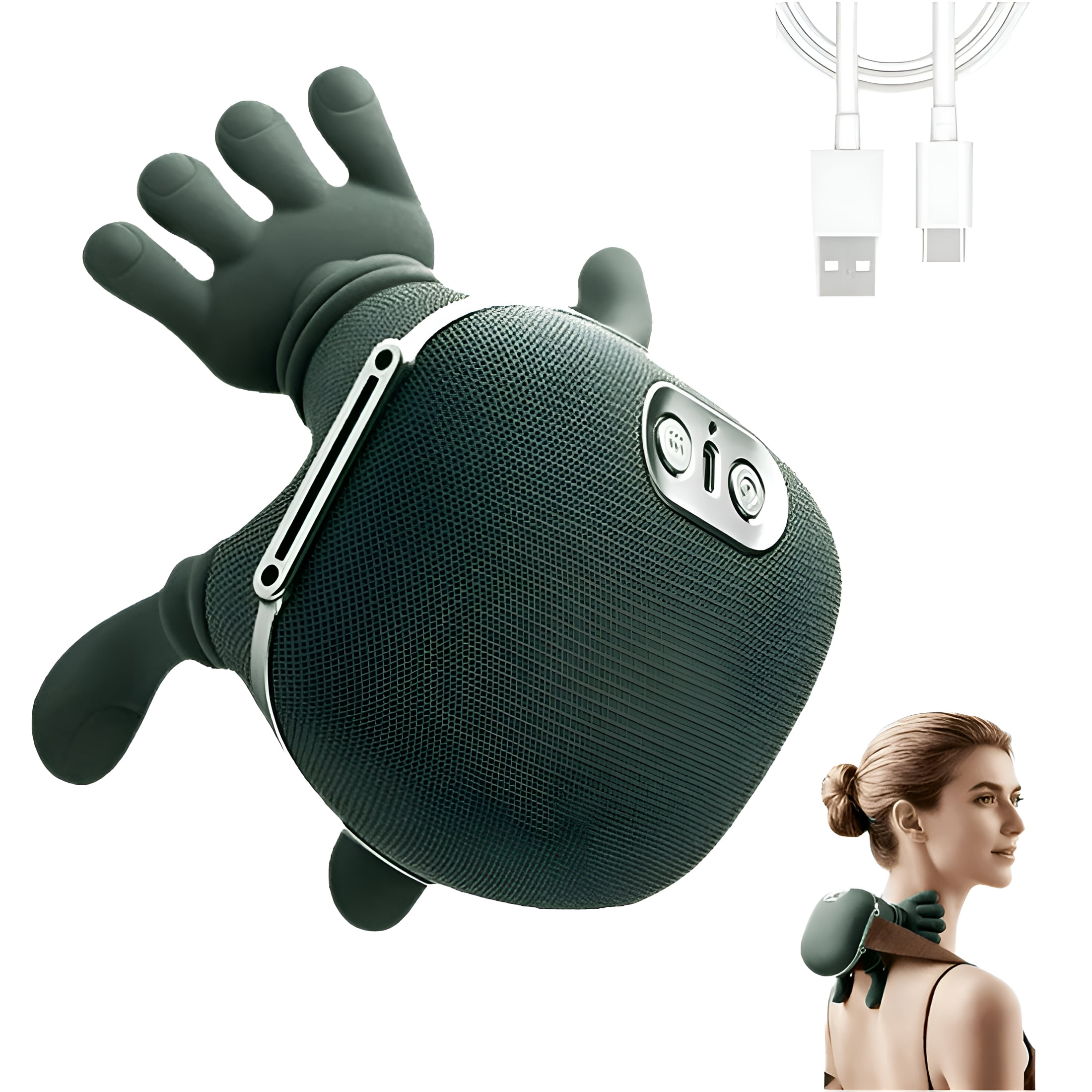 XIRQI Neck Massager with Fingers,Shiatsu Neck Massager for Back and Neck,Lower Abdominal,Discomfort Relief Deep Tissue with 3-Speed Adjustment,Green