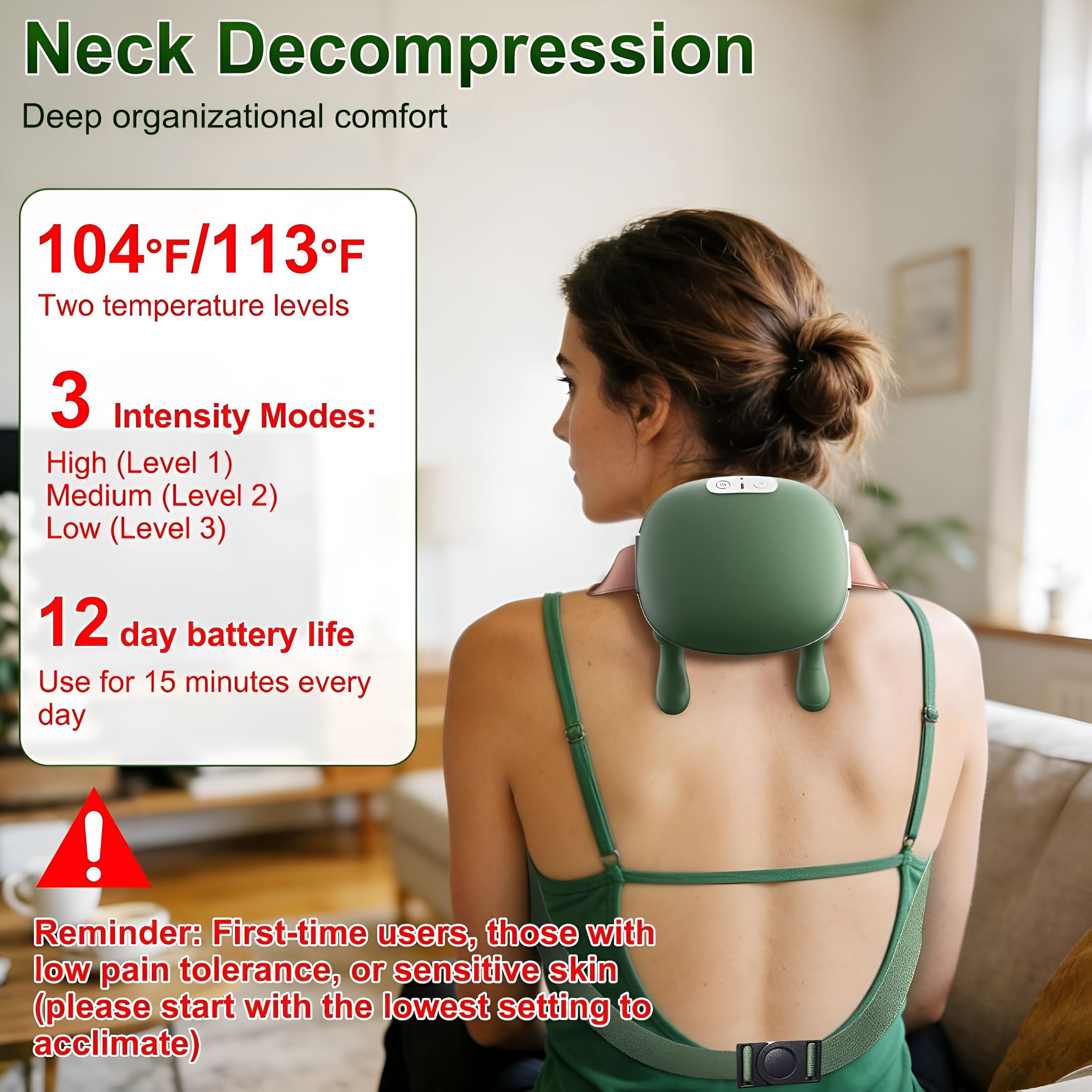 XIRQI Neck Massager with Heat& 4D Kneading for Shoulder Pain Relief, Wireless Shiatsu Deep Tissue Massager for Home Office Travel