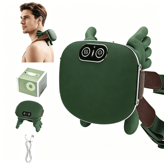 XIRQI Neck and Shoulder Massager,Professional Shiatsu Neck Massager,Portable Deep Tissue 4D Kneading with Heat,Intelligent Simulated Human Hand Design for Pain Relief and Muscle (Green)