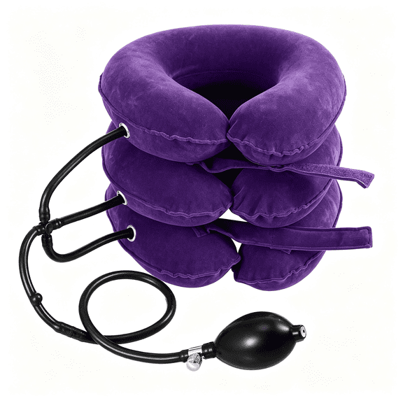 XIRQI Neck Stretcher for Neck Pain Relief,Cervical Traction Device,Neck Traction Device,Adjustable Inflatable Neck Brace & Cervical Neck Traction Device Home Use Decompression(Purple)