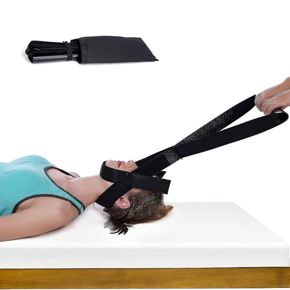 XIRQI Neck Stretcher Strap-Back Chiropractic Compression Tool with Chin Belt,Cervical Neck Traction Device