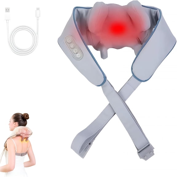 XIRQI Neck and Shoulder Massager,Neck and Shoulder Massagers,3-Speed Adjustable Modes,Cordless Lymphatic Neck Massagers (Grey)