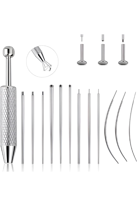 Piercing Taper Ball Grabber Tool for Changing Jewelry - 14G 16G 18G 20G Stainless Steel Flat Back Earring Applicator Tool Piercing Kit for Ear/Nose/Eyebrow/Tongue/Navel/Nipple/Lip