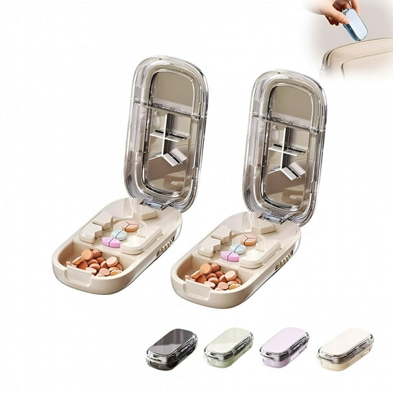 XIRQI Pill Cutter,Portable Pill Cutter,Pill Cutter Splitter for Small and Tiny Pills with Stainless Steel and Centering Guide Tablet,Cutters Halves/Third/Quarters (2Pcs/White)