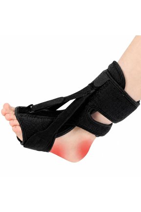 Plantar Fasciitis Night Splint, Adjustable Foot Drop Brace for Achilles Tendon Support, Sleeping Stretch Boot for Heel Pain Relief, Soft Day Night Ankle Support for Men Women (1Pc-Black)
