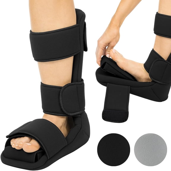 XIRQI Plantar Fasciitis Night Splint Plus Trigger Point Stretch Wedges-Soft Leg Brace Support,Orthopedic Sleeping Immobilizer Stretch Boot(Large: Men'S: 8.5-11,Women'S: 10-12)