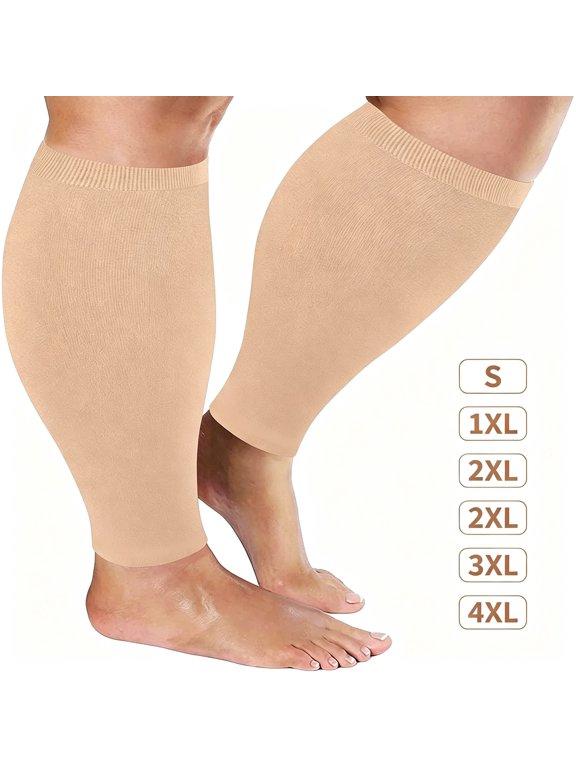 Plus Size Compression Sleeves for Calves Women Wide Calf Compression Legs Sleeves Men 4XL, Relieve Varicose Veins, Edema, Swelling, Soreness, Shin splints, for Work, Sports and Daily Wear